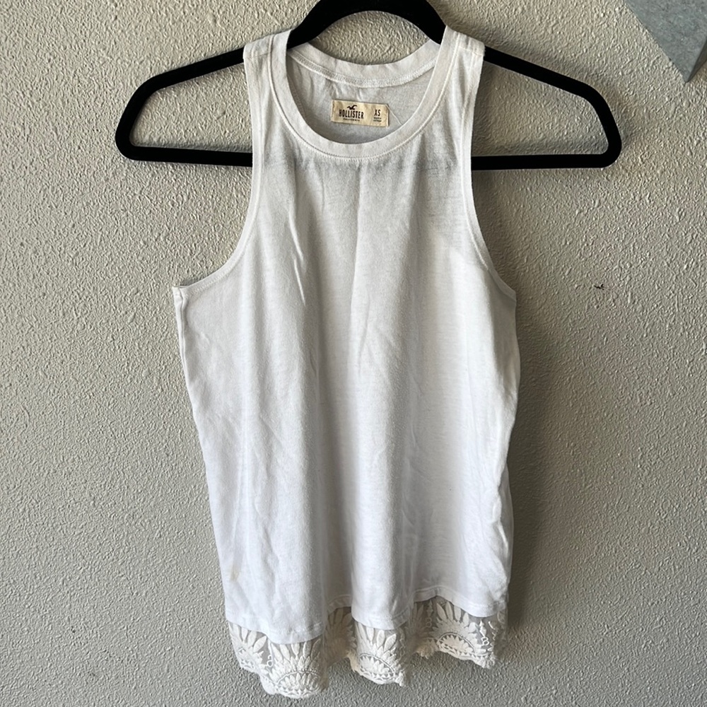 Size XS Hollister White Tank Top with Lace Bottom